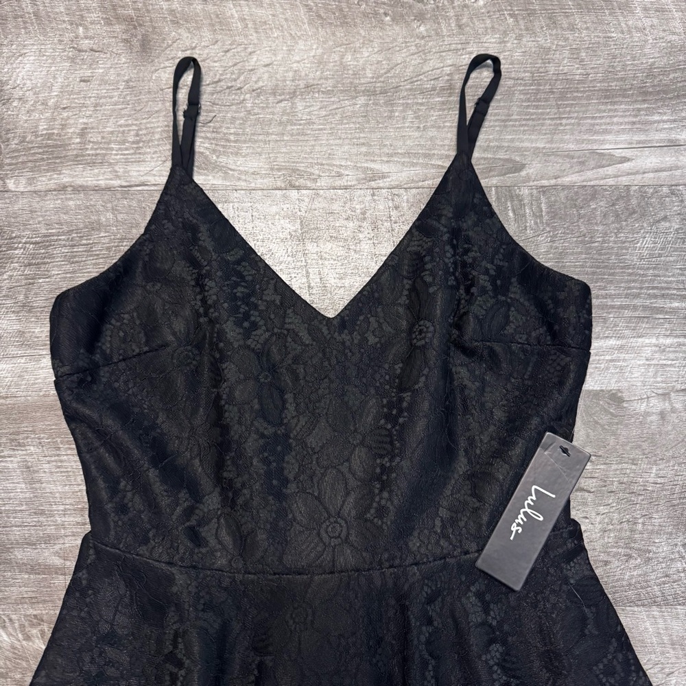 Lulu's Way with Words Black Lace Skater Dress NWT Womens Sz. S - Picture 5 of 13